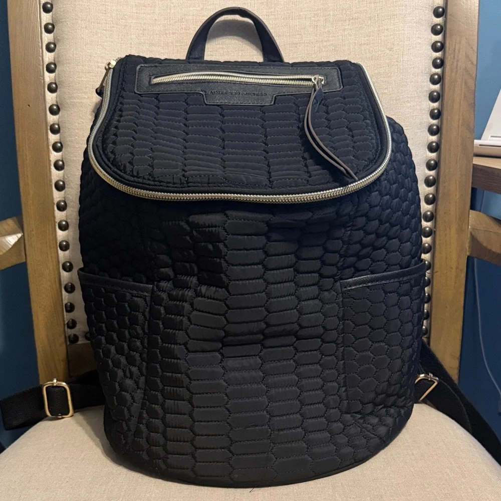Aimee Kestenberg Quilted “Sardinia” Nylon Black Backpack